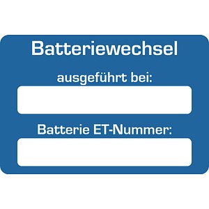 4052301039605 - Aufkleber Batteriewechsel ausgeführt bei blau weiß 250 St