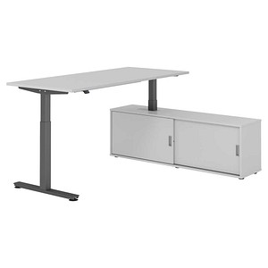 4032062334140 - Schreibtischkombination höhenverstellbar 71-120cm (H) 160x80cm (BxT) rechteckig grau   graphit 4032062334140 Hammerbacher