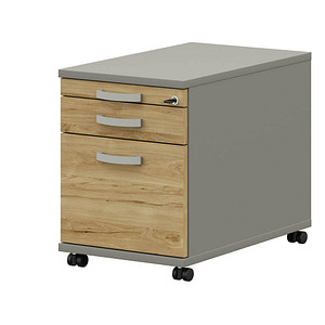 4059484230652 - röhr Techno Rollcontainer grau hickory-eiche 3 Auszüge 430 x 600 x 544 cm