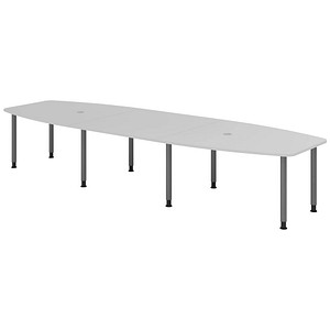 4032062316078 - HAMMERBACHER Konferenztisch KT40C lichtgrau Tonnenform Rundrohr grau 4000 x 850 1300 x 720 - 740 cm