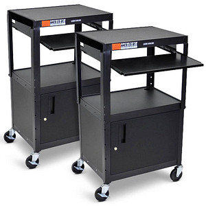 4260563729510 - höhenverstellbarer Mehrzweckwagen mit Schrank & Auszug abschließbar 4 Rollen schwarz