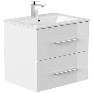 POSSEIK Waschbecken mit Unterschrank HOMELINE 60 weiß glanz 61,5 x 46,5 x 56,0 cm