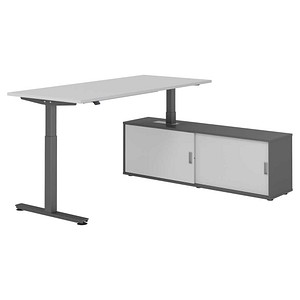 4032062334195 - VXMST19SB elektrisch höhenverstellbarer Schreibtisch lichtgrau rechteckig T-Fuß-Gestell grau 1800 x 800 cm