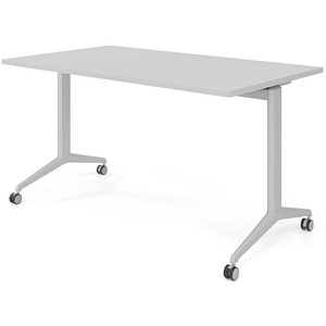 HAMMERBACHER Mehrzwecktisch lichtgrau rechteckig, T-Fuß-Gestell silber, 140,0 x 80,0 x 75,0 cm