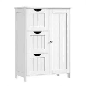 6955880341306 - Songmics - vasagle Badezimmerschrank Badschrank mit 3 großen Schubladen und Einer verstellbaren Regalebene 60 x 30 x 81 cm Weiß von BBC49WT - Weiß