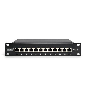 4016032454861 - ASSMANN DIGITUS Cat6A Patch Panel geschirmt 12-Port 1HE 10 schwarz DN-91612S-EA