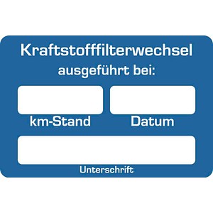 4052301044043 - Aufkleber Kraftstofffilter-Wechsel ausgeführt bei blau weiß 250 St