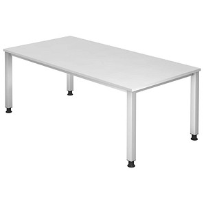 4032062166505 - HAMMERBACHER QS2E höhenverstellbarer Schreibtisch weiß rechteckig 4-Fuß-Gestell silber 2000 x 1000 cm