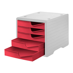 7612176090018 - Schubladenbox styro® styroswing 5 Schübe Auszugsperre & Griffmulde stapelbar B 270 x T 340 x H 255 mm Polystyrol grau-cranberry 7612176090018 - Schubladenbox styro® styroswing 5 Schübe Auszugsperre & Griffmulde stapelbar B 270 x T 340 x H 255 mm Polystyrol grau-cranberry