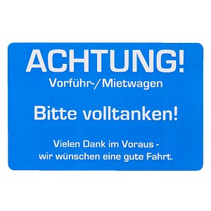 4052301044036 - Aufkleber Achtung! Bitte volltanken! blau weiß 250 St