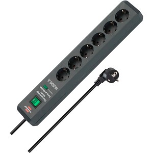 4007123602285 - brennenstuhl 1159540366 Sure-Tec Steckdosenleiste 6-fach 2 m Mit Schalter und Überspannungsschutz Schwarz