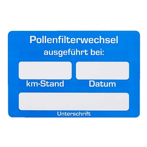 EICHNER Aufkleber Pollenfilter-Wechsel ausgeführt bei, blau/weiß, 250 St.
