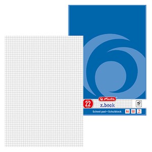 herlitz Schulheft x.book Lineatur 22 kariert DIN A4 Außenrand, 50 Blatt, 1 St.