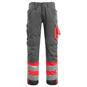 5711074295845 - MASCOT® unisex Warnschutzhose Leeds dunkelanthrazit rot Größe 56