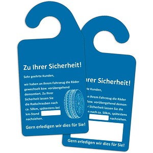 EICHNER Hängeetiketten KFZ Spiegel blau 9,0 x 18,0 cm Räder nachziehen, 200 St.