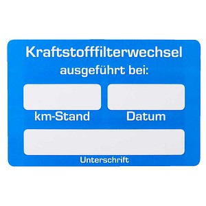 4052301044043 - Aufkleber Kraftstofffilter-Wechsel ausgeführt bei blau weiß 250 St