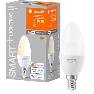 4058075778559 - Ledvance - Smarte LED-Lampe mit WiFi Technologie Sockel E14 Dimmbar Warmweiß (2700 k) ersetzt Glühlampen mit 40 w smart+ WiFi Candle Dimmable