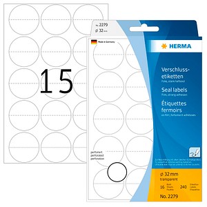 4008705022798 - 2279 Etiketten (Handbeschriftung) Ø 32 mm Folie Transparent 240 St Permanent Verschluss-Etiketten 240 Stück