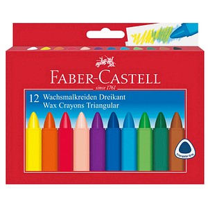 FABER-CASTELL Triangular Wachsmalstifte farbsortiert, 12 St.