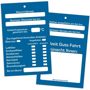 EICHNER Hängeetiketten Inspektion blau 65,0 x 10,0 cm 2-seitig bedruckt, 300 St.