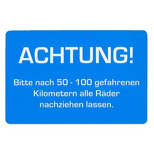 EICHNER Aufkleber ACHTUNG! Räder nachziehen lassen, blau/weiß, 250 St.