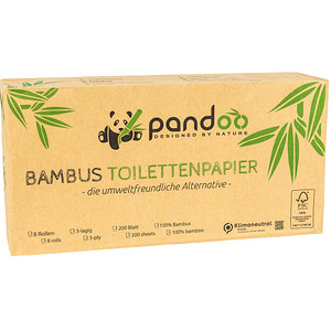 pandoo Toilettenpapier 3-lagig Bambus, 8 Rollen