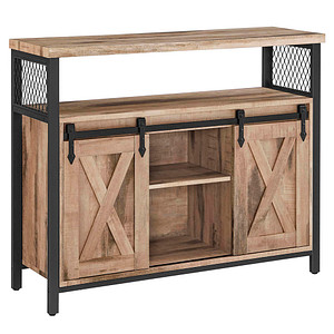 0194343049311 - Songmics - vasagle Sideboard Küchenschrank mit 2 Schiebetüren verstellbare Ablagen - Naturfarben-Schwarz 0194343049311 - Songmics - vasagle Sideboard Küchenschrank mit 2 Schiebetüren verstellbare Ablagen - Naturfarben-Schwarz