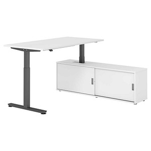 4032062334072 - Schreibtischkombination höhenverstellbar 71-120cm (H) 160x80cm (BxT) rechteckig weiß   graphit 4032062334072 Hammerbacher