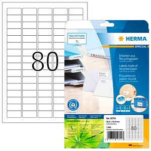 4008705107013 - HERMA Etiketten Recyclingpapier A4 356x169mm weiß VE=20 Blatt 1600 S