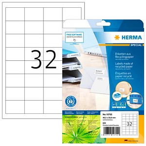 4008705107020 - HERMA Etiketten Recyclingpapier A4 483x338mm weiß VE=20 Blatt 640 St 4008705107020 - HERMA Etiketten Recyclingpapier A4 483x338mm weiß VE=20 Blatt 640 St