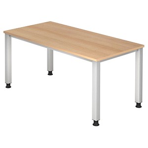 4032062165133 - Schreibtisch Q-Serie VQS16 E manuell höhenverstellbar  160x80cm (BxT) rechteckig eiche   Silber 4032062165133 Hammerbacher