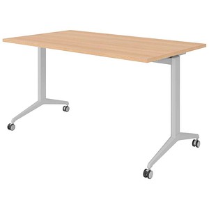 HAMMERBACHER Mehrzwecktisch eiche rechteckig, T-Fuß-Gestell silber, 140,0 x 80,0 x 75,0 cm