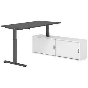 4032062334065 - VXMST16SB elektrisch höhenverstellbarer Schreibtisch grafit rechteckig T-Fuß-Gestell grau 1600 x 800 cm