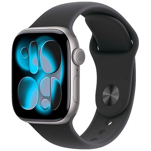 0195950619638 - Apple Watch Series 11 GPS + Cellular 42mm Space Grau Aluminium Case mit schwarzem Sport Band - S M