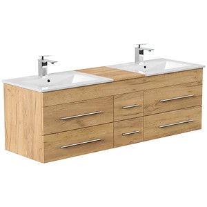 POSSEIK Waschbecken mit Unterschrank NERO XL eiche gold 153,0 x 46,5 x 51,2 cm