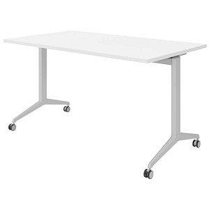 HAMMERBACHER Mehrzwecktisch weiß rechteckig, T-Fuß-Gestell silber, 140,0 x 80,0 x 75,0 cm