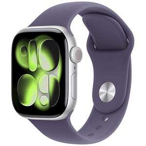 0195950619836 - Apple Watch Series 11 GPS + Cellular 42mm Silber Aluminium Case mit Nebelviolett Sport Band - S M