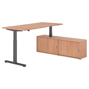 4032062334164 - Schreibtischkombination höhenverstellbar 71-120cm (H) 160x80cm (BxT) rechteckig nussbaum   graphit 4032062334164 Hammerbache