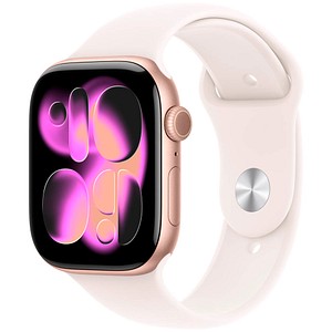 0195950630848 - Apple Watch Series 11 GPS + Cellular 46mm Rose Gold Aluminium Case mit Blassrosa Sport Band - M L