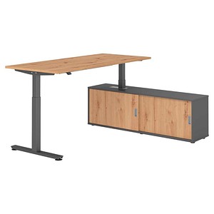 4032062334232 - Schreibtischkombination höhenverstellbar 71-120cm (H) 160x80cm (BxT) rechteckig asteiche   graphit 4032062334232 Hammerbache
