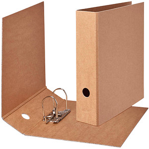 4014481224523 - Ordner PURE Nature Format A4 Rückenbreite 80 mm für ca 600 Blatt Hebelmechanik Griffloch & Raumsparschlitze Karton braun