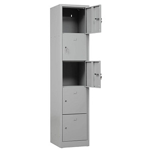 4260090177969 - Schließfachschrank 110009 Metall 1 Abteil mit 5 Fächern abschließbar 41x190cm (BxH) lichtgrau 4260090177969 110009