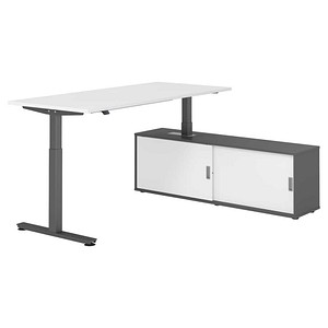 4032062334201 - VXMST19SB elektrisch höhenverstellbarer Schreibtisch weiß rechteckig T-Fuß-Gestell grau 1800 x 800 cm