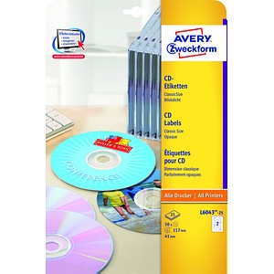 4004182060438 - CD-Etiketten L6043-25 ClassicSize geeignet für Inkjet-& Laserdrucker blickdicht Ø 117 mm 50 Stück 25 A4-Bogen FSC®-Papier weiß 4004182060438 - CD-Etiketten L6043-25 ClassicSize geeignet für Inkjet-& Laserdrucker blickdicht Ø 117 mm 50 Stück 25 A4-Bogen FSC®-Papier weiß