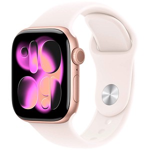 0195950630756 - Apple Watch Series 11 GPS + Cellular 42mm Rose Gold Aluminium Case mit Blassrosa Sport Band - M L