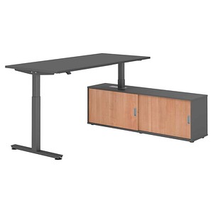 4032062334775 - Schreibtischkombination höhenverstellbar 71-120cm (H) 160x80cm (BxT) rechteckig graphit   graphit 4032062334775 Hammerbacher