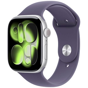 0195950630862 - Apple Watch Series 11 GPS + Cellular 46mm Silber Aluminium Case mit Nebelviolett Sport Band - S M