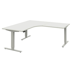 4059484230553 - röhr Techno elektrisch höhenverstellbarer Schreibtisch weiß L-Form C-Fuß-Gestell silber 1800 x 800 1000 cm 4059484230553 - röhr Techno elektrisch höhenverstellbarer Schreibtisch weiß L-Form C-Fuß-Gestell silber 1800 x 800 1000 cm