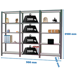 8425437108938 - Regal OFFICLICK 8425437108938 anthrazit weiß 2700 x 400 x 2100 cm 8425437108938 Simonrack