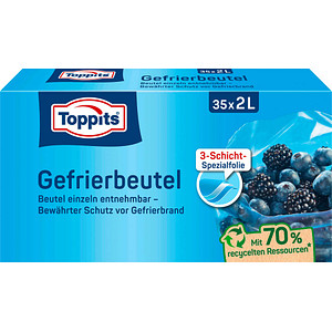 4008871208057 - Toppits® Gefrierbeutel Standboden Mit Standboden für einfaches Befüllen Fassungsvermögen 2 Liter 1 Packung = 35 Stück